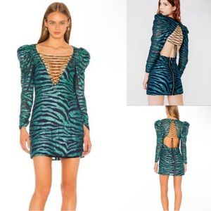 For Love and Lemons Vixen lace up sequin tiger dress festival party cocktail